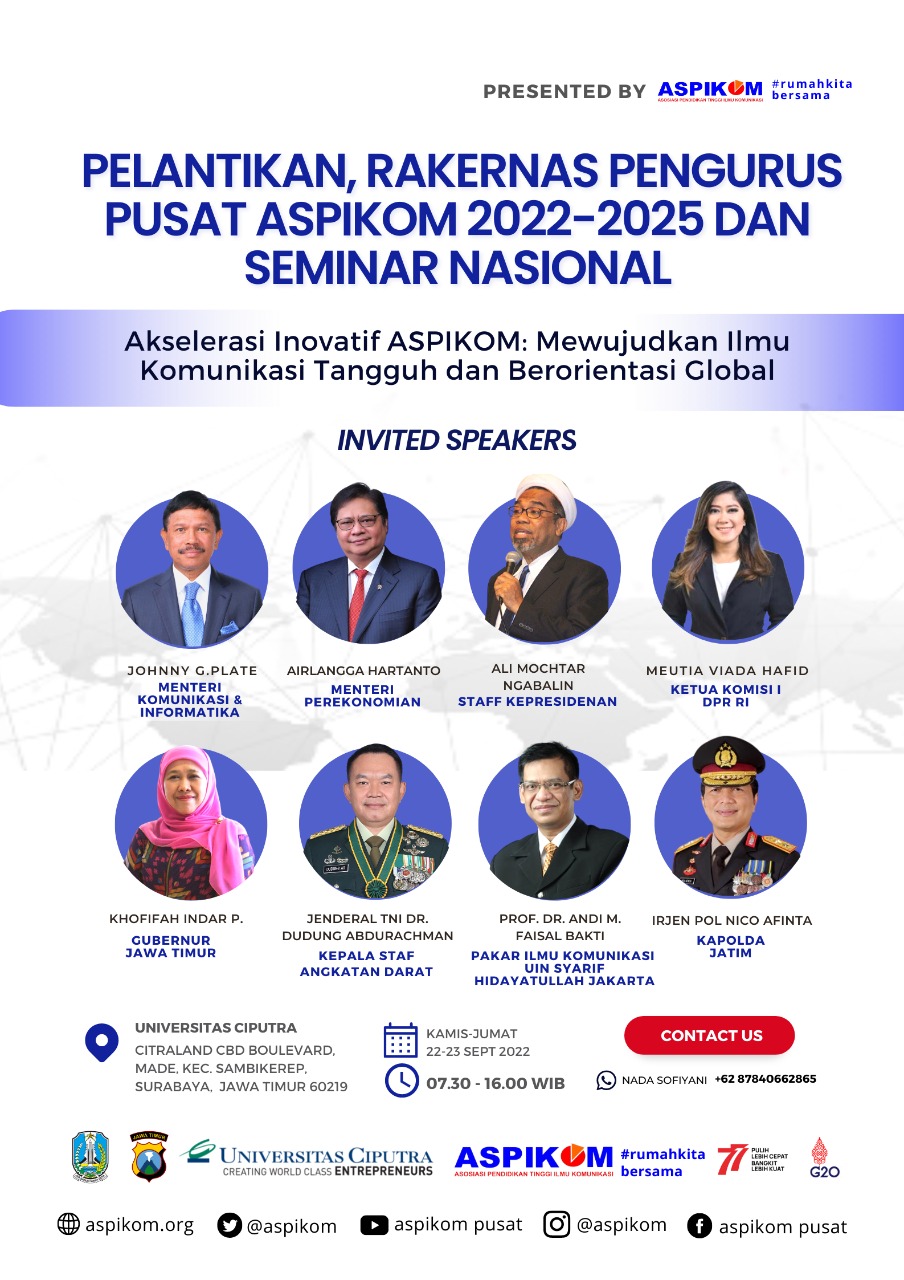 Pelantikan, Rakernas Pengurus Pusat ASPIKOM 2022-2025 Dan Seminar ...